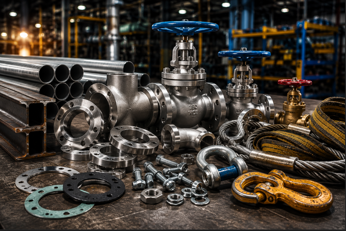 Mechanical fabrication supplies including valves pipes and flanges